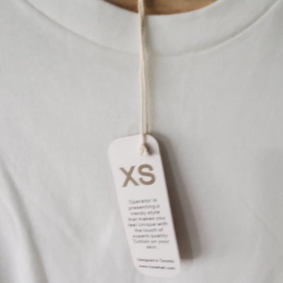 Vintage Operator T Shirt - White with black vertical design. Size XS - Picture 3 of 8